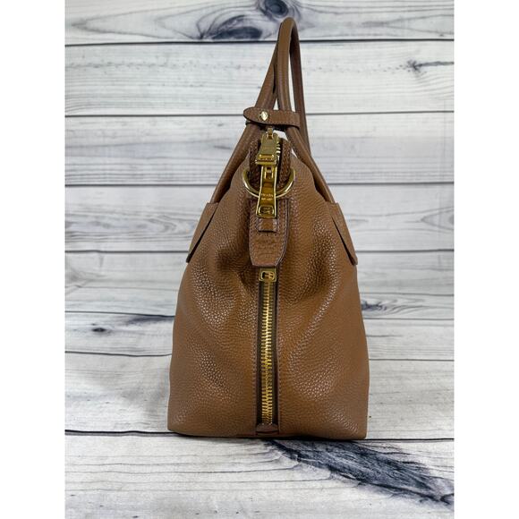 Prada Palissandro Side Zip Pebbled Leather Hand Satchel Bag Tote - Picture 4 of 16